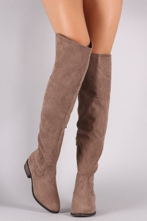 Bamboo Suede Back Slit Over-The-Knee Riding Boots