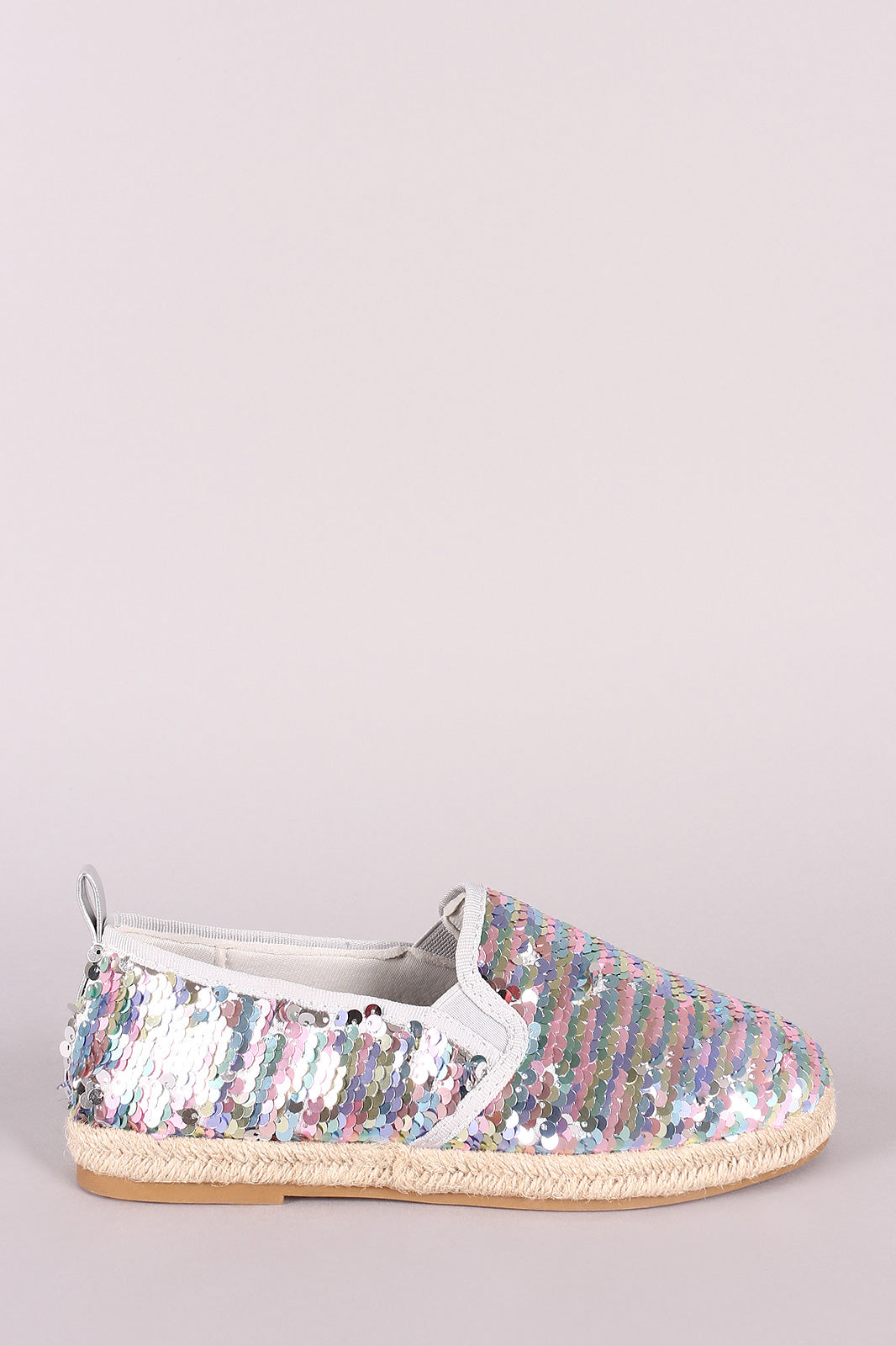 Bamboo Sequins Embellished Espadrille Trim Slip-On Flat