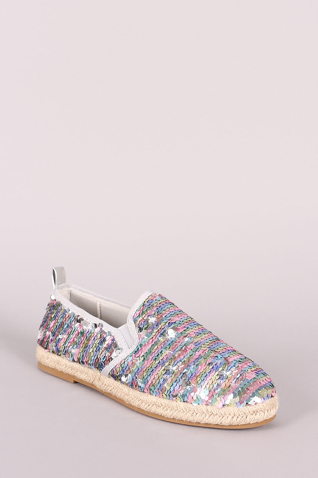 Bamboo Sequins Embellished Espadrille Trim Slip-On Flat