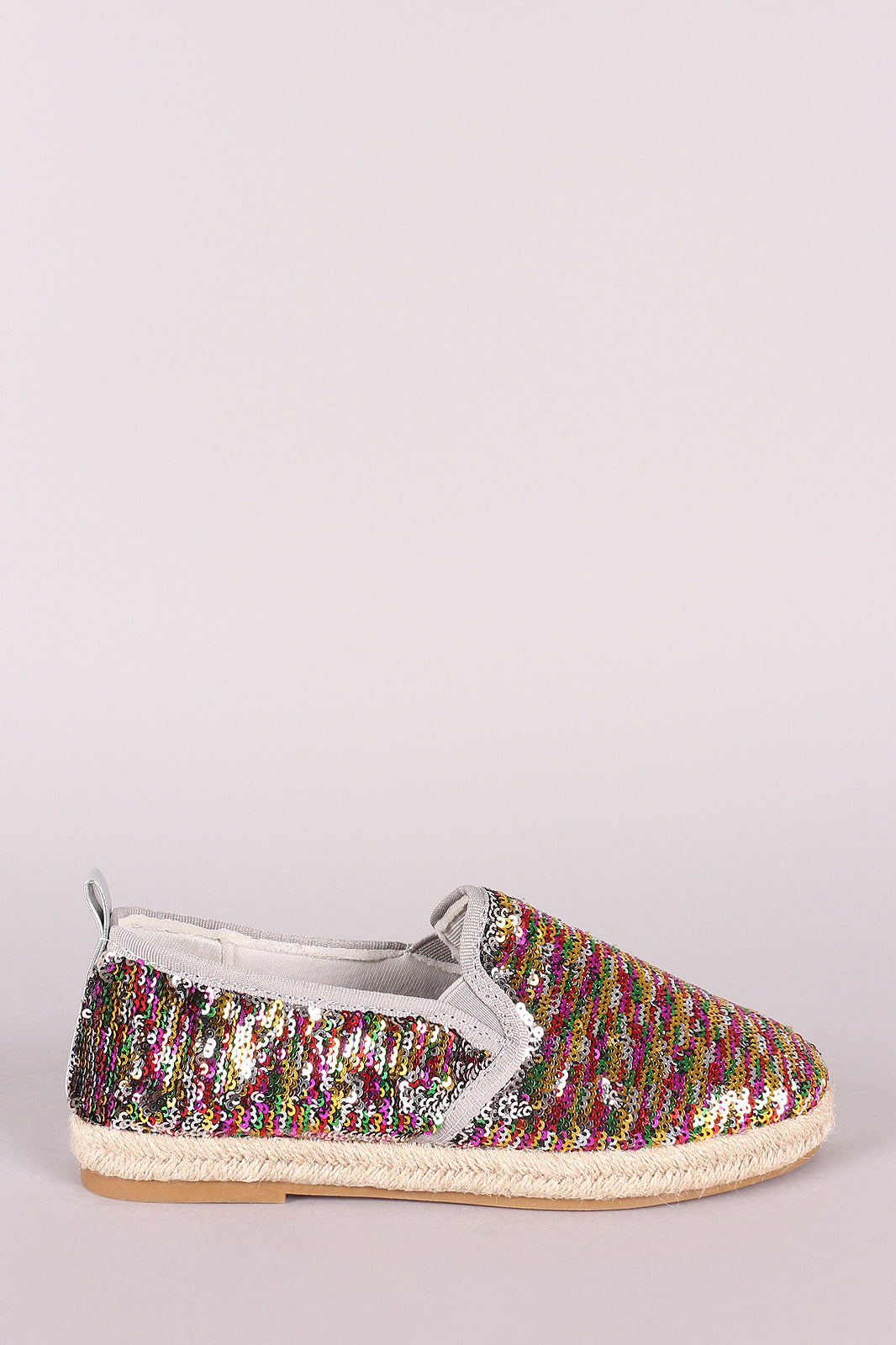 Bamboo Sequins Embellished Espadrille Trim Slip-On Flat