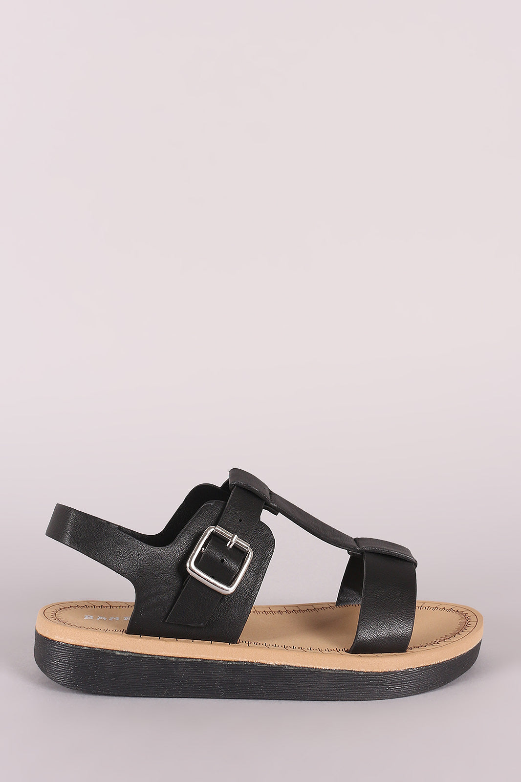Bamboo Open Toe T-Strap Flatform Sandal