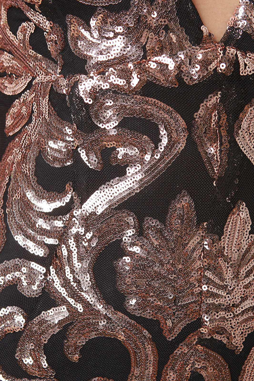 Baroque Sequin Plunge Neck Slit Maxi Dress