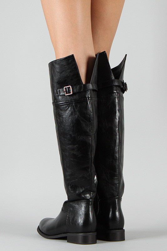 Breckelle Buckle Round Toe Riding Boots