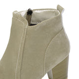 Stylish Side Zipper Scrub Boots Women High Heel Shoes