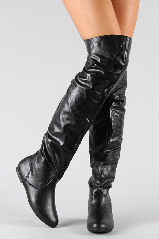 Slouchy Thigh High Flat Boot