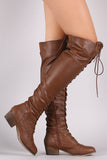 Breckelle Combat Lace Up Over-The-Knee Boots