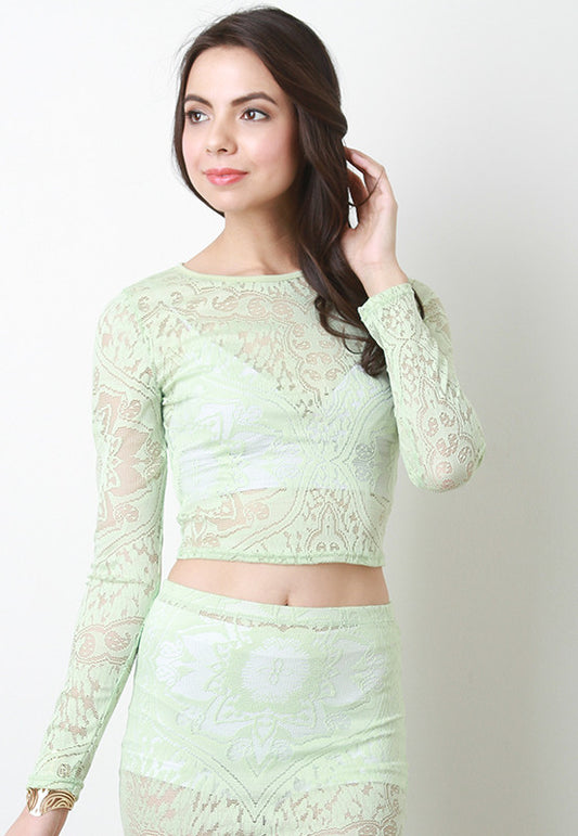 Semi-Sheer Long Sleeve Top