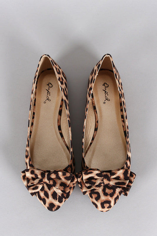 Qupid Leopard Bow Ballet Flat