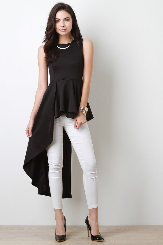 Sleeveless Asymmetrical Peplum Top
