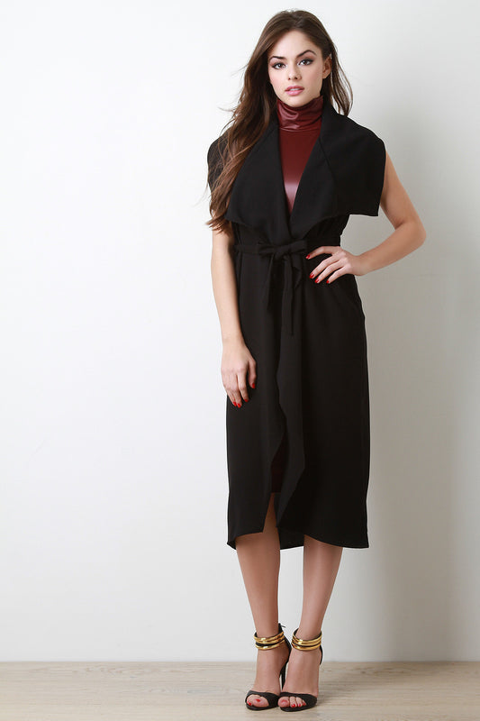 Crepe Ruffle Longline Vest