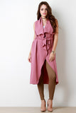 Crepe Ruffle Longline Vest