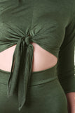 Knotted Mock Neck Cut Out Dress