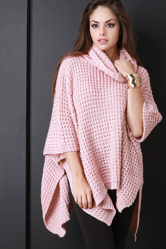 Turtleneck Chunky Knit Poncho