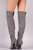 Qupid Suede Pointy Toe Over-The-Knee Stiletto Boots