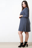 V-Neck Ribbed Knit Shift Dress