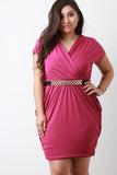 Ruched Surplice Dress With Belt