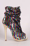 Liliana Sequin Slouchy Peep Toe Stiletto Ankle Boots