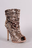Liliana Sequin Slouchy Peep Toe Stiletto Ankle Boots