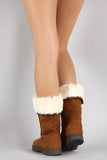 Bamboo Suede Fur Cuff Mid Calf Winter Boots