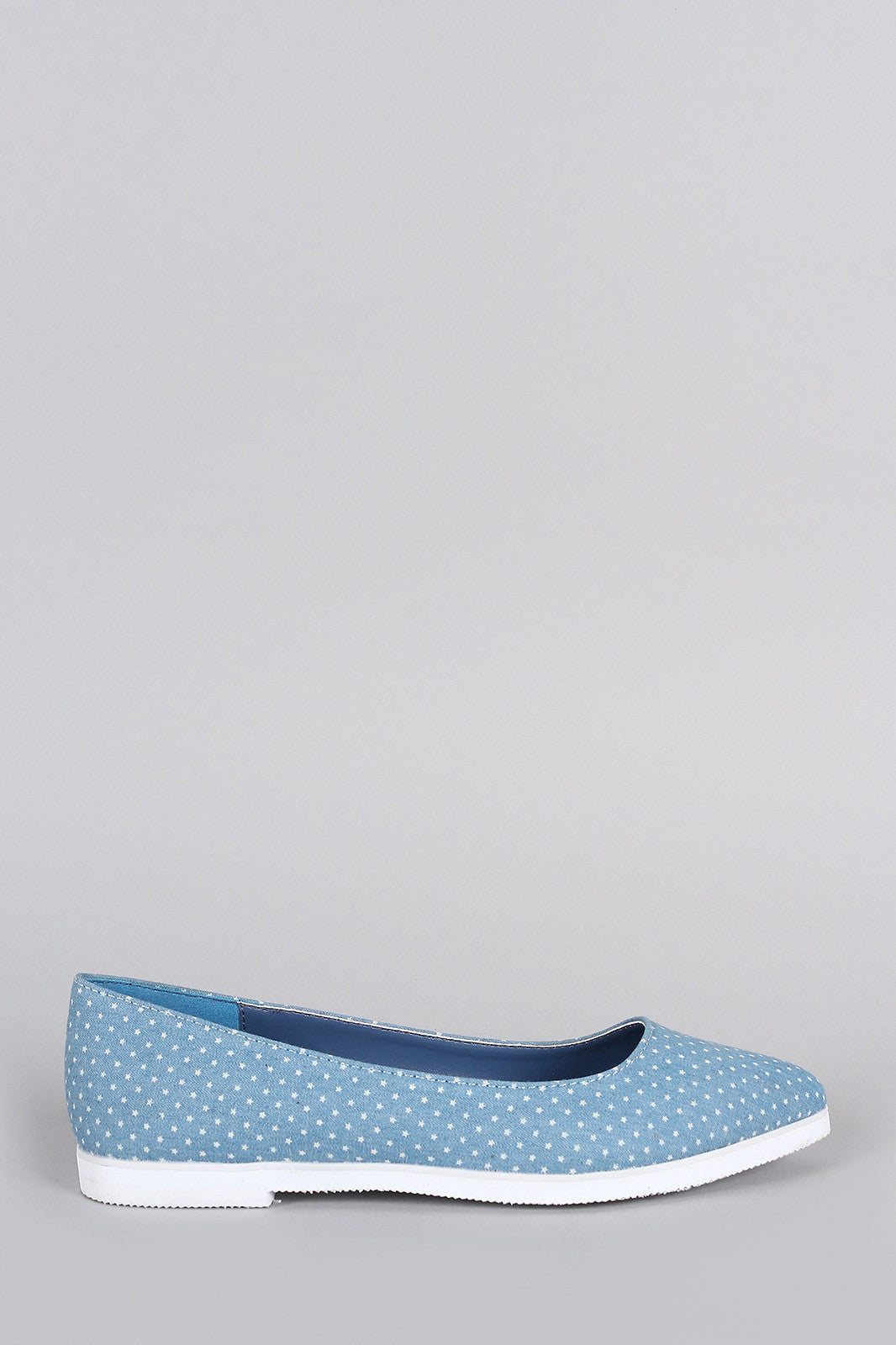 Denim Stars Print Slip On Loafer Flat