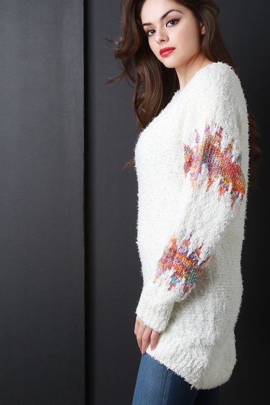 Color Accent Knit Sweater Top