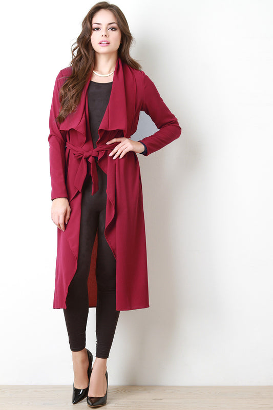 Crepe Ruffle Longline Cardigan
