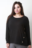 Soft Knit Buttons Accent Long Sleeves Sweater Top