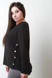 Soft Knit Buttons Accent Long Sleeves Sweater Top