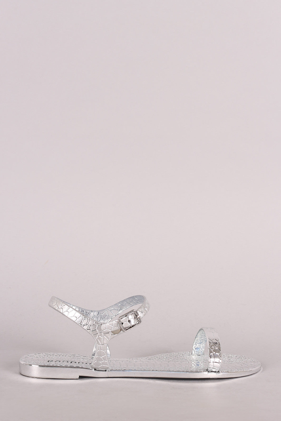 Bamboo Snake Embossed Open Toe Jelly Flat Sandal