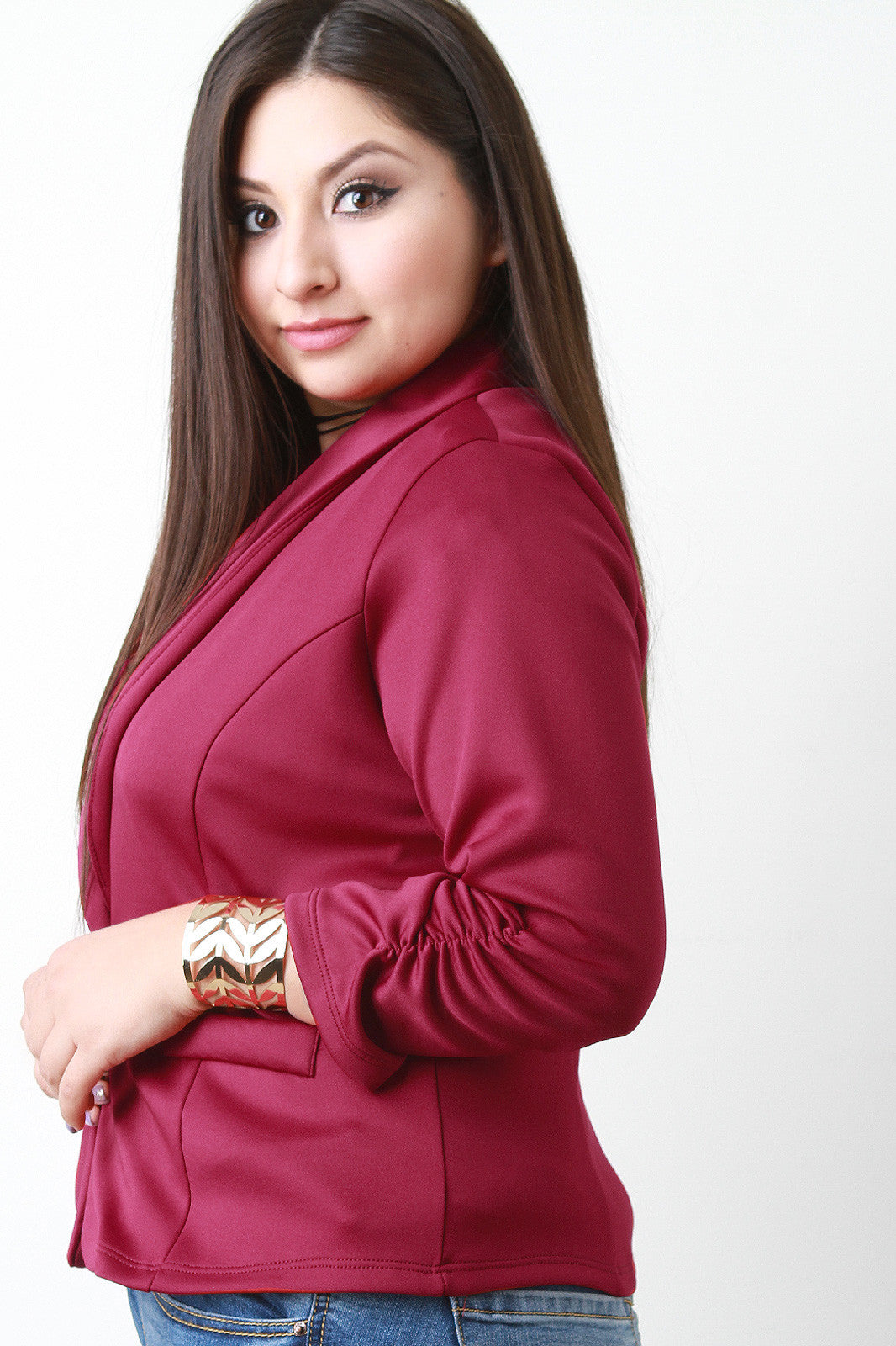 Ruched Quarter Sleeve Jacket