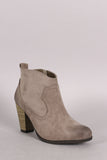 Qupid Cowgirl Burnished Ankle Boots