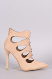 Vegan Suede Cut Out Pointy Toe Stiletto Heels