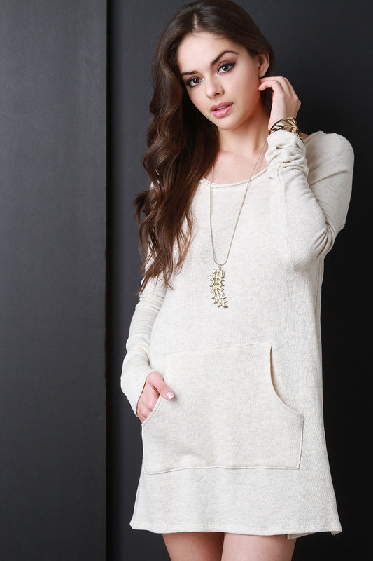 Terry Knit Raglan Sleeve Shift Dress