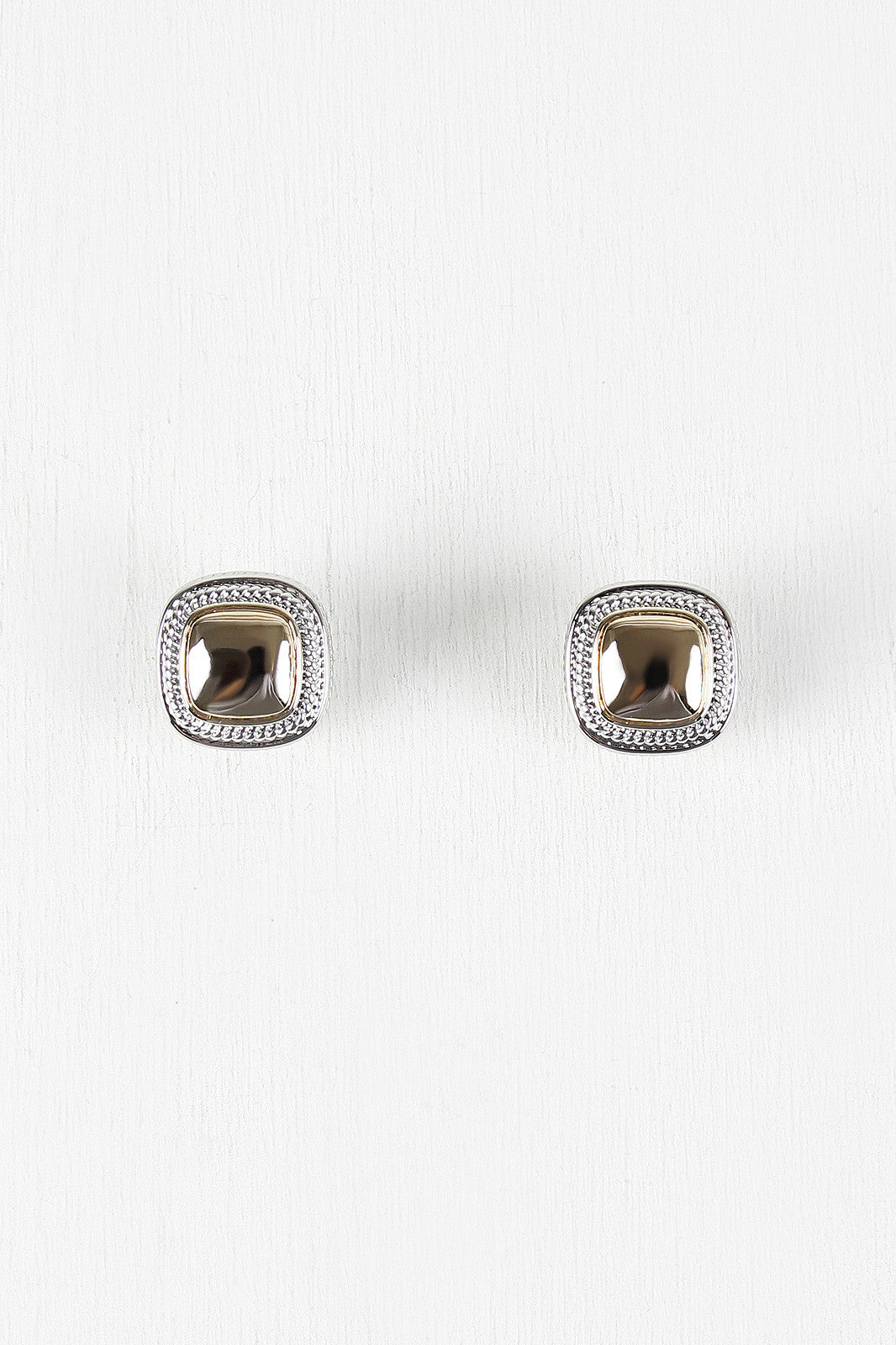Glossy Square Clip Earrings