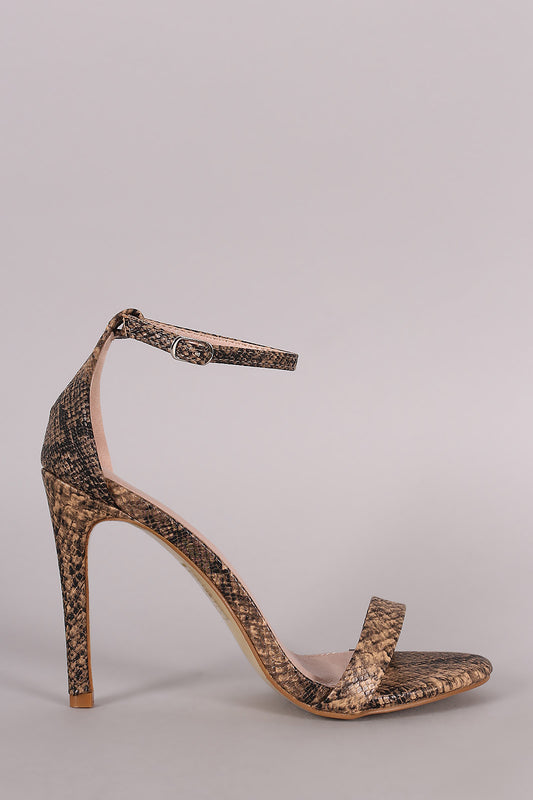 Snake Ankle Strap Open Toe Stiletto Heel