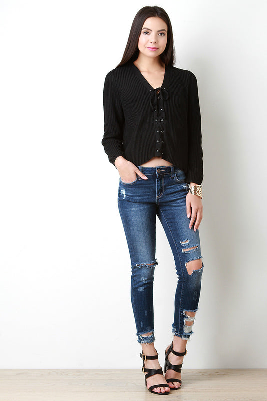 Crop Distressed Skinny Jeans