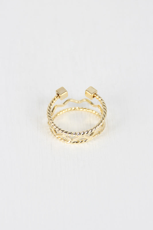 Stacked Multi Band Cube Ring
