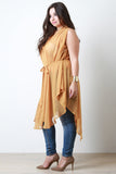Chiffon Sleeveless Sharkbite Tie Waist Tunic Top