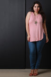 Casual Sleeveless Ribbed Knit Top