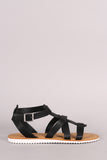 Bamboo Strappy Lug Sole Flat Sandal