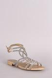 Rhinestone Caged Open Toe Ankle Strap Sandal