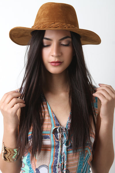 Suede Safari Fedora Wide Brim Hat