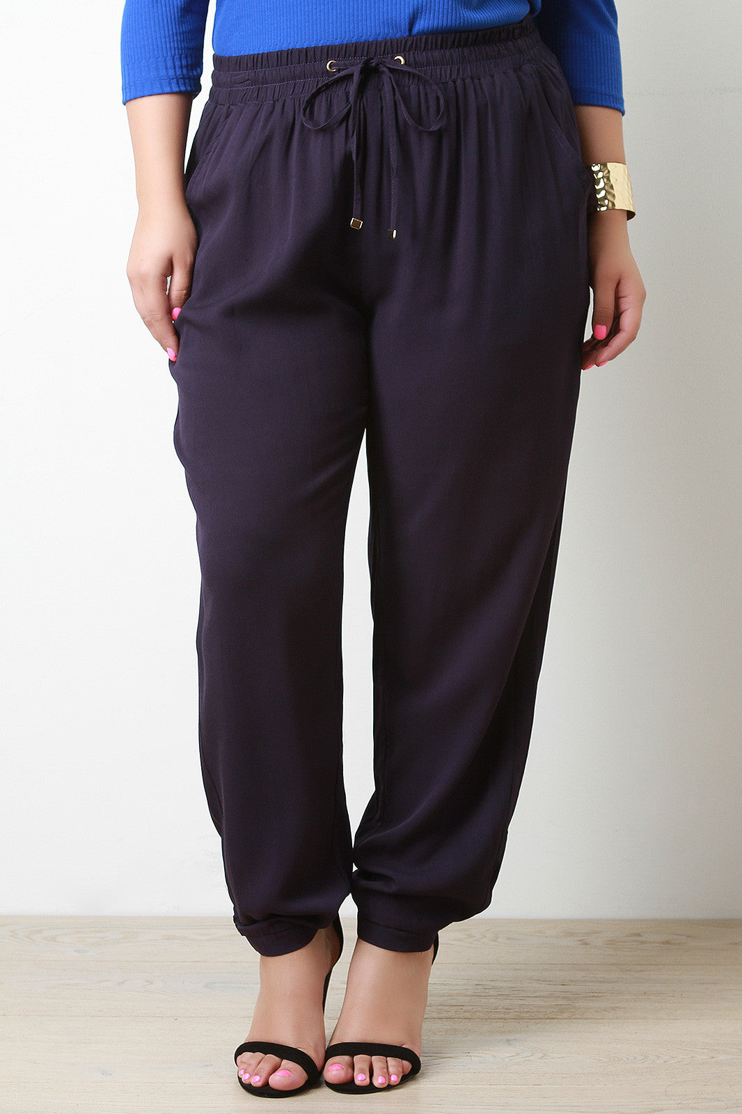 Zip Pocket Drawstring Baggy Jogger Pant