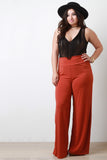 Stretchy Soft Knit Wide Legs Pants