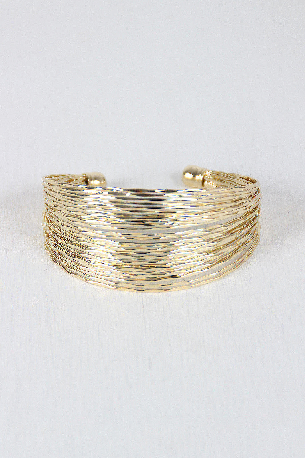 Hammered Wire Open Cuff Bracelet