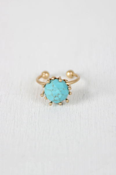 Turquoise Stone Open Band Ring