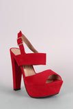 Suede Peep Toe Chunky Platform Heel