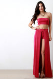 Solid Open Front Inside Shorts Maxi Skirt