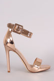 Metallic Buckled Ankle Strap Stiletto Heel