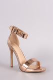 Metallic Buckled Ankle Strap Stiletto Heel
